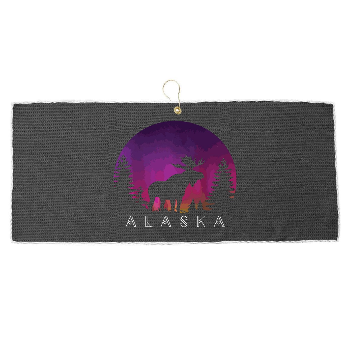 Alaska Moose Borealis Alaskan Landscape Large Microfiber Waffle Golf Towel