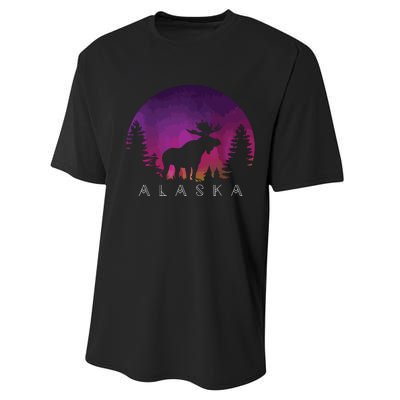 Alaska Moose Borealis Alaskan Landscape Performance Sprint T-Shirt