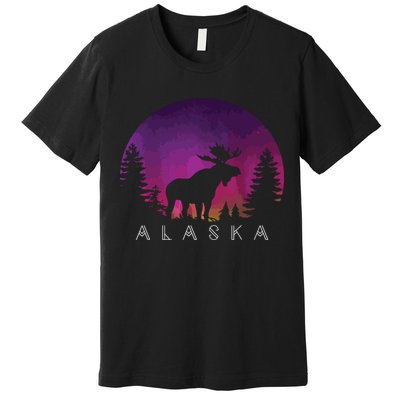 Alaska Moose Borealis Alaskan Landscape Premium T-Shirt