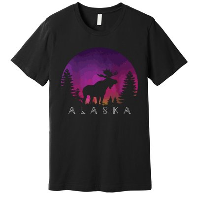 Alaska Moose Borealis Alaskan Landscape Premium T-Shirt