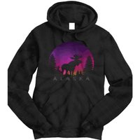 Alaska Moose Borealis Alaskan Landscape Tie Dye Hoodie