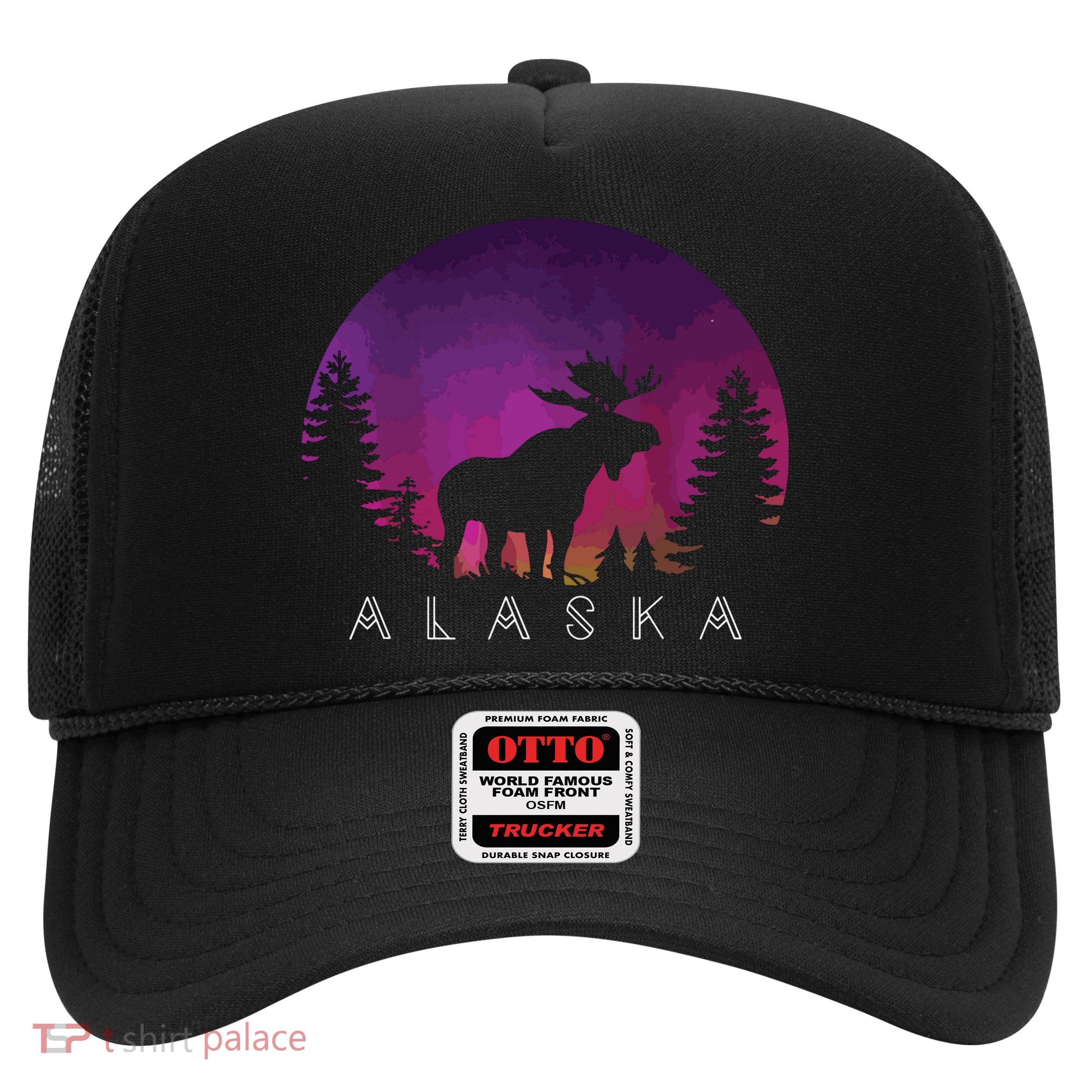 Alaska Moose Borealis Alaskan Landscape Trucker Hat