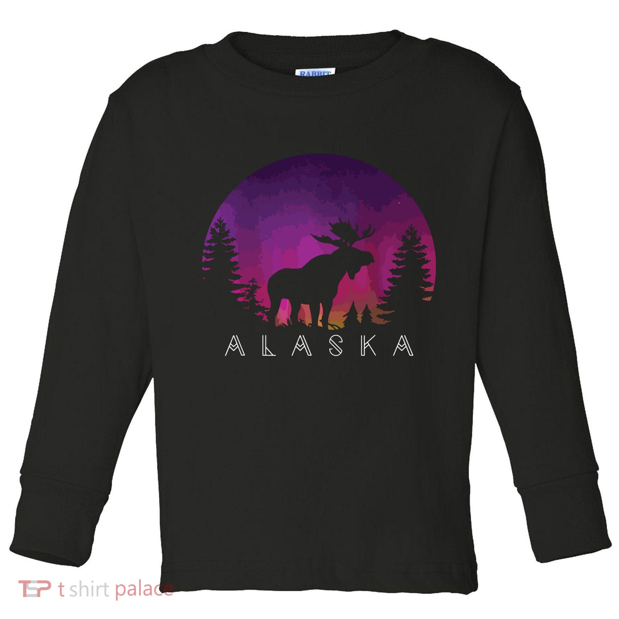 Alaska Moose Borealis Alaskan Landscape Toddler Long Sleeve Shirt