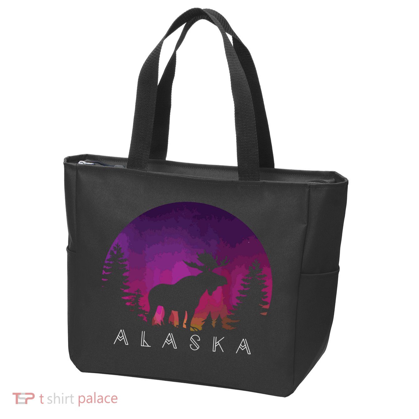Alaska Moose Borealis Alaskan Landscape Zip Tote Bag