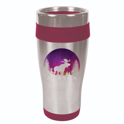 Alaska Moose Borealis Alaskan Landscape 16oz Travel Tumbler