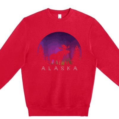 Alaska Moose Borealis Alaskan Landscape Premium Crewneck Sweatshirt