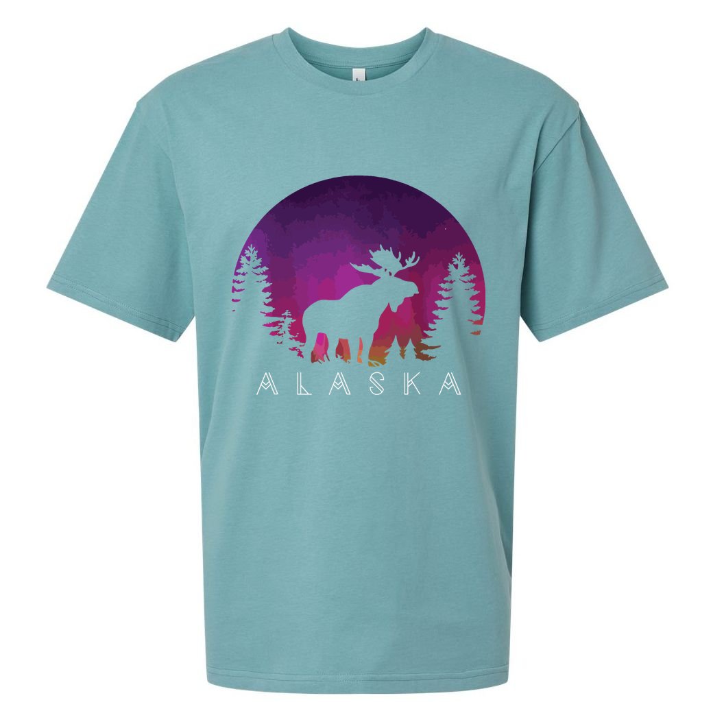 Alaska Moose Borealis Alaskan Landscape Sueded Cloud Jersey T-Shirt