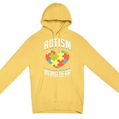 Autism Mama Bear Heart Puzzle Cute Autism Awareness Gift Premium Pullover Hoodie