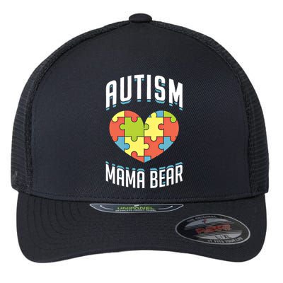 Autism Mama Bear Heart Puzzle Cute Autism Awareness Gift Flexfit Unipanel Trucker Cap