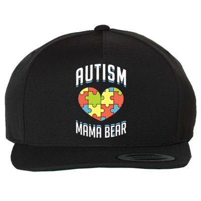 Autism Mama Bear Heart Puzzle Cute Autism Awareness Gift Wool Snapback Cap