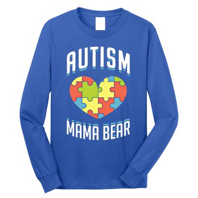 Autism Mama Bear Heart Puzzle Cute Autism Awareness Gift Long Sleeve Shirt