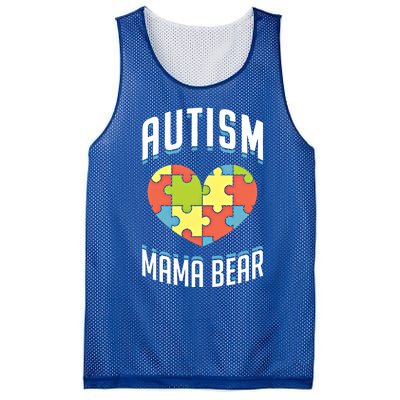 Autism Mama Bear Heart Puzzle Cute Autism Awareness Gift Mesh Reversible Basketball Jersey Tank