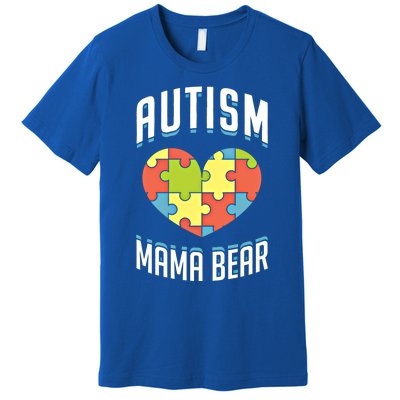 Autism Mama Bear Heart Puzzle Cute Autism Awareness Gift Premium T-Shirt