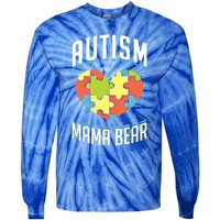 Autism Mama Bear Heart Puzzle Cute Autism Awareness Gift Tie-Dye Long Sleeve Shirt