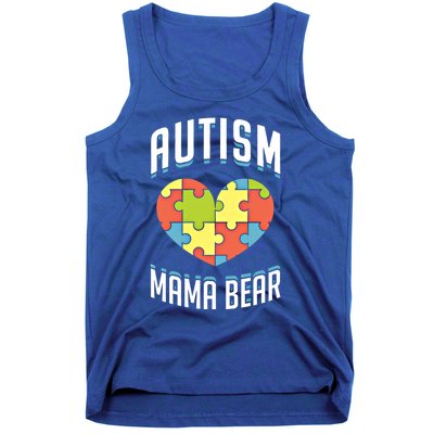 Autism Mama Bear Heart Puzzle Cute Autism Awareness Gift Tank Top