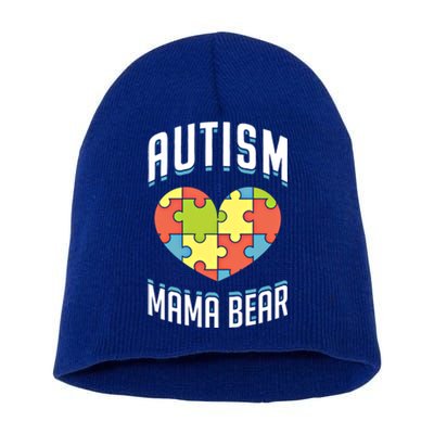 Autism Mama Bear Heart Puzzle Cute Autism Awareness Gift Short Acrylic Beanie