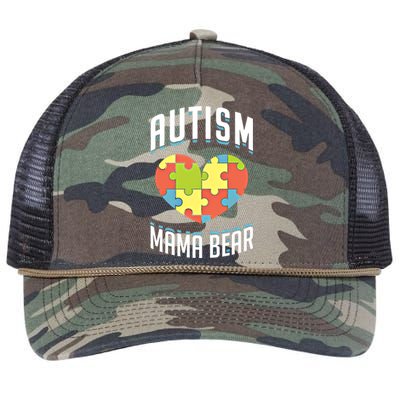 Autism Mama Bear Heart Puzzle Cute Autism Awareness Gift Retro Rope Trucker Hat Cap