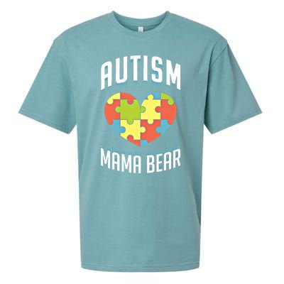 Autism Mama Bear Heart Puzzle Cute Autism Awareness Gift Sueded Cloud Jersey T-Shirt