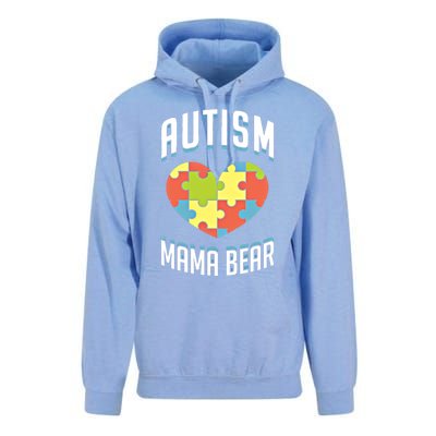 Autism Mama Bear Heart Puzzle Cute Autism Awareness Gift Unisex Surf Hoodie