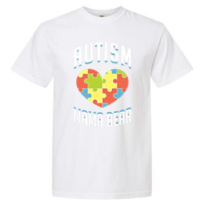 Autism Mama Bear Heart Puzzle Cute Autism Awareness Gift Garment-Dyed Heavyweight T-Shirt