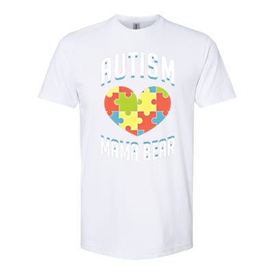 Autism Mama Bear Heart Puzzle Cute Autism Awareness Gift Softstyle CVC T-Shirt