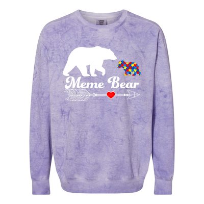 Autism Meme Bear Puzzle Autism Awareness Autistic Support Cute Gift Colorblast Crewneck Sweatshirt