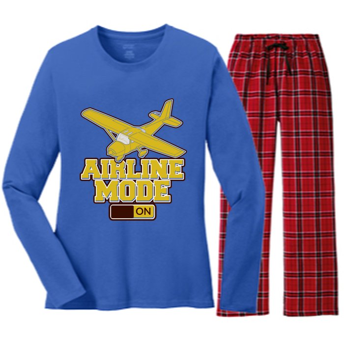 Airline Mode Best C172 Flying Pilot Gift Women's Long Sleeve Flannel Pajama Set 