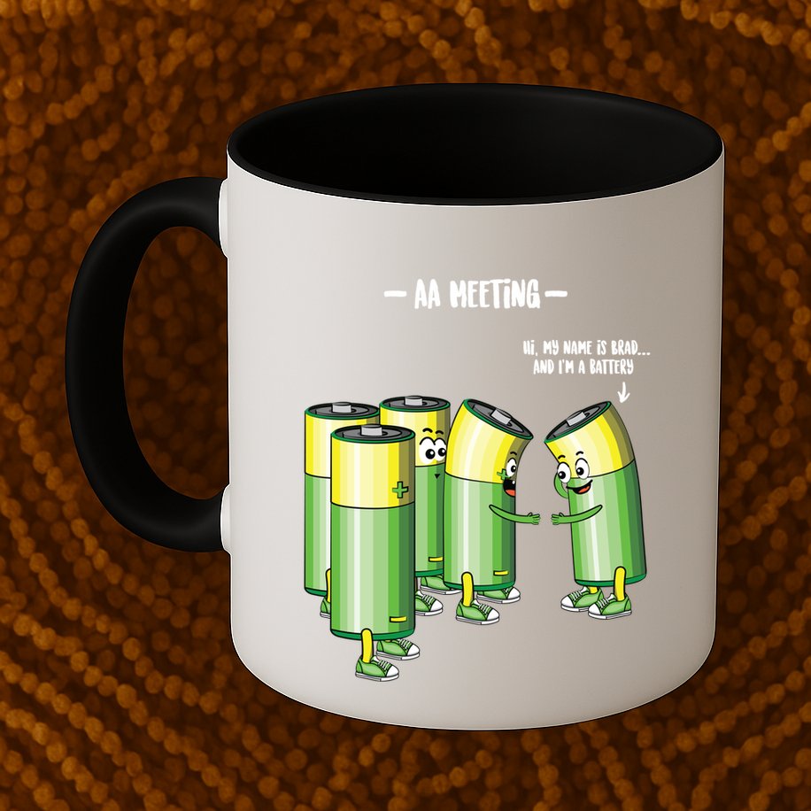 Aa Meeting Battery Alcohol Addict Beer Wine Funny Gift Mug