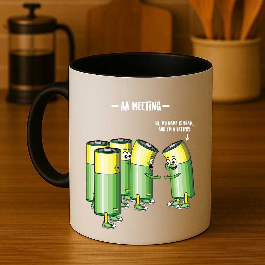 Aa Meeting Battery Alcohol Addict Beer Wine Funny Gift Mug