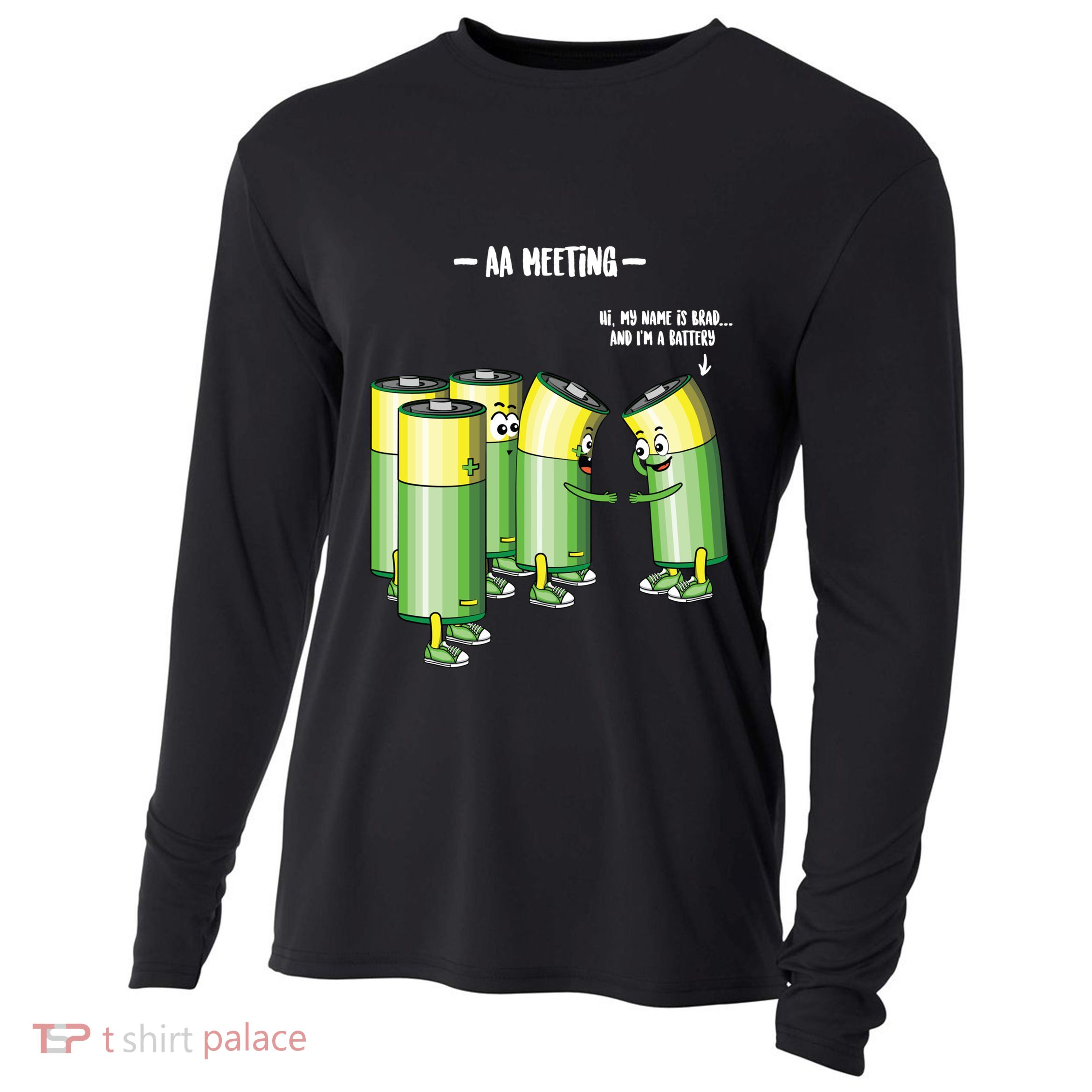 Aa Meeting Battery Alcohol Addict Beer Wine Funny Gift Cooling Performance Long Sleeve Crew
