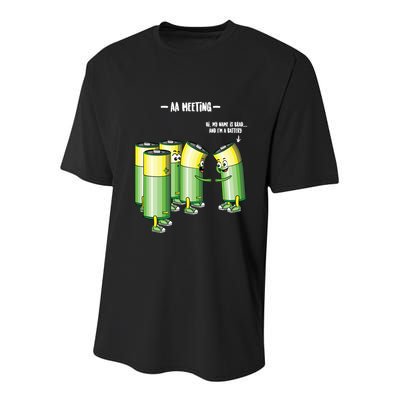 Aa Meeting Battery Alcohol Addict Beer Wine Funny Gift Youth Performance Sprint T-Shirt