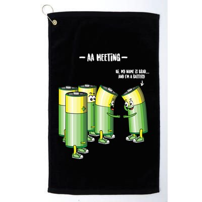 Aa Meeting Battery Alcohol Addict Beer Wine Funny Gift Golf Towel