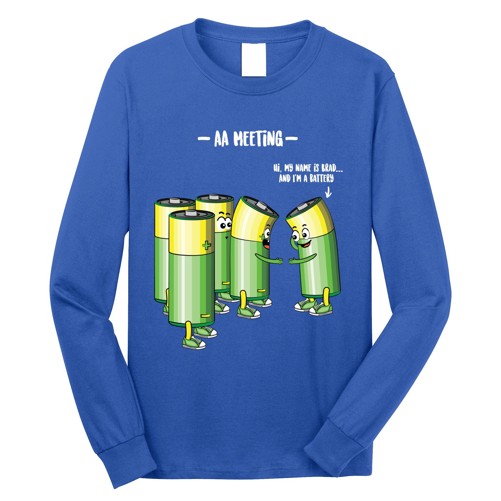 Aa Meeting Battery Alcohol Addict Beer Wine Funny Gift Long Sleeve Shirt