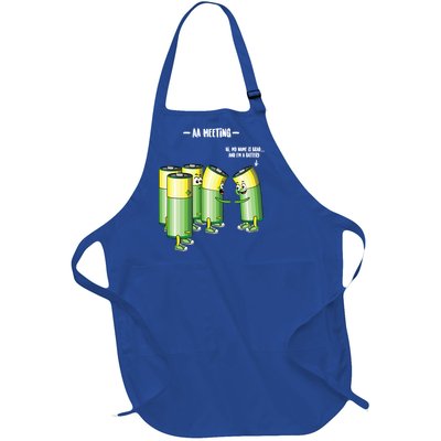 Aa Meeting Battery Alcohol Addict Beer Wine Funny Gift Full-Length Apron With Pockets