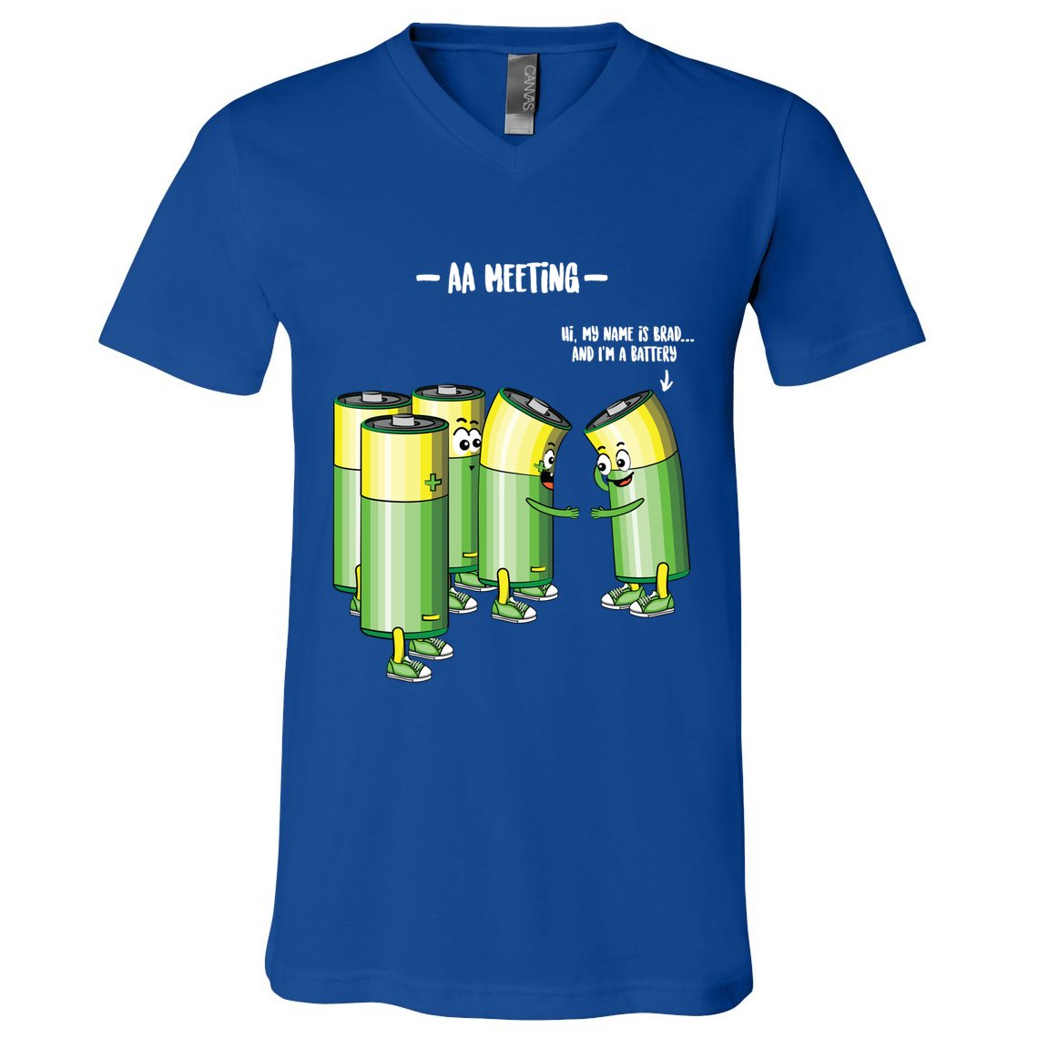 Aa Meeting Battery Alcohol Addict Beer Wine Funny Gift V-Neck T-Shirt
