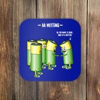 Aa Meeting Battery Alcohol Addict Beer Wine Funny Gift Coaster