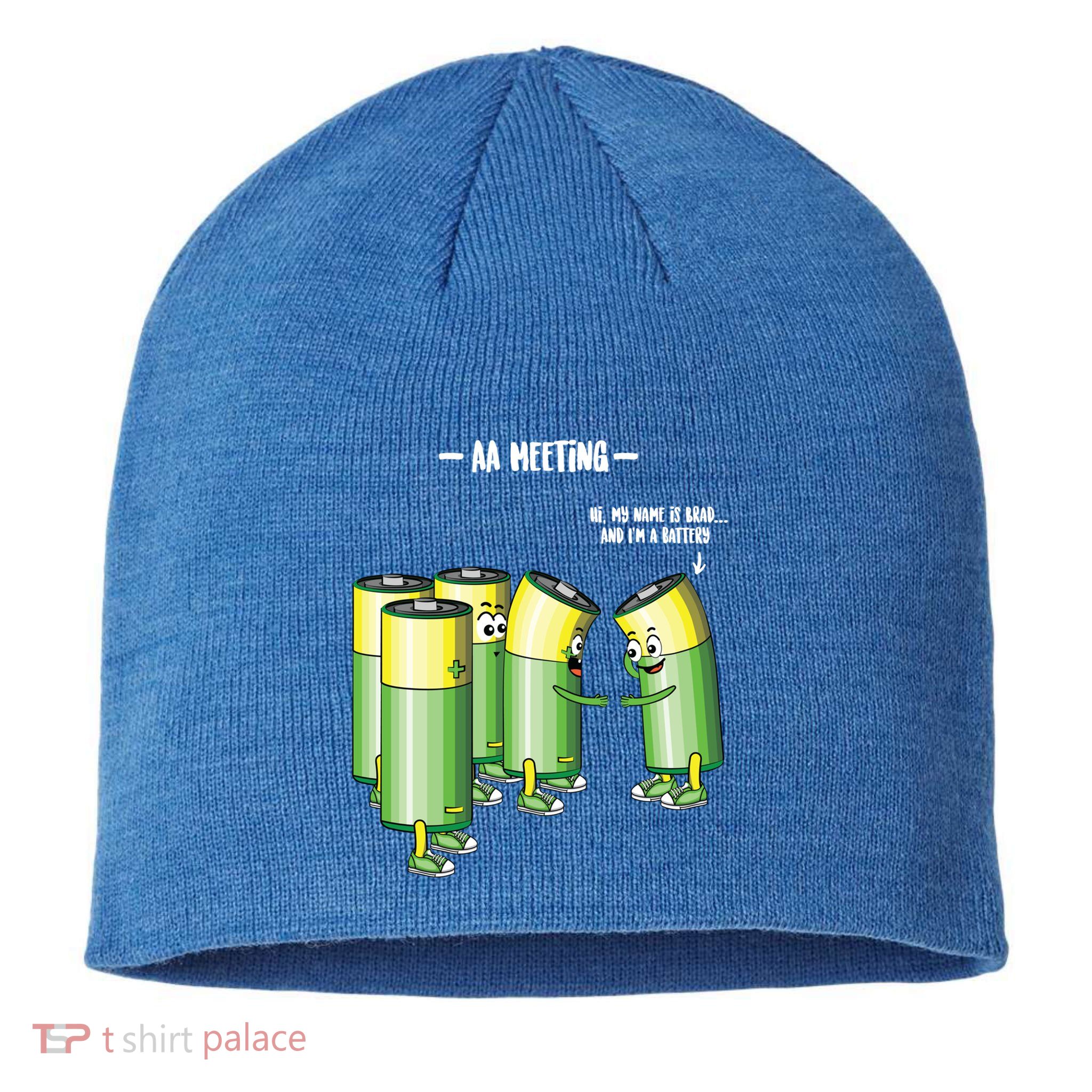 Aa Meeting Battery Alcohol Addict Beer Wine Funny Gift Sustainable Beanie