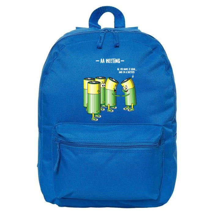 Aa Meeting Battery Alcohol Addict Beer Wine Funny Gift 16 in Basic Backpack