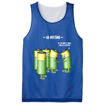 Aa Meeting Battery Alcohol Addict Beer Wine Funny Gift Mesh Reversible Basketball Jersey Tank