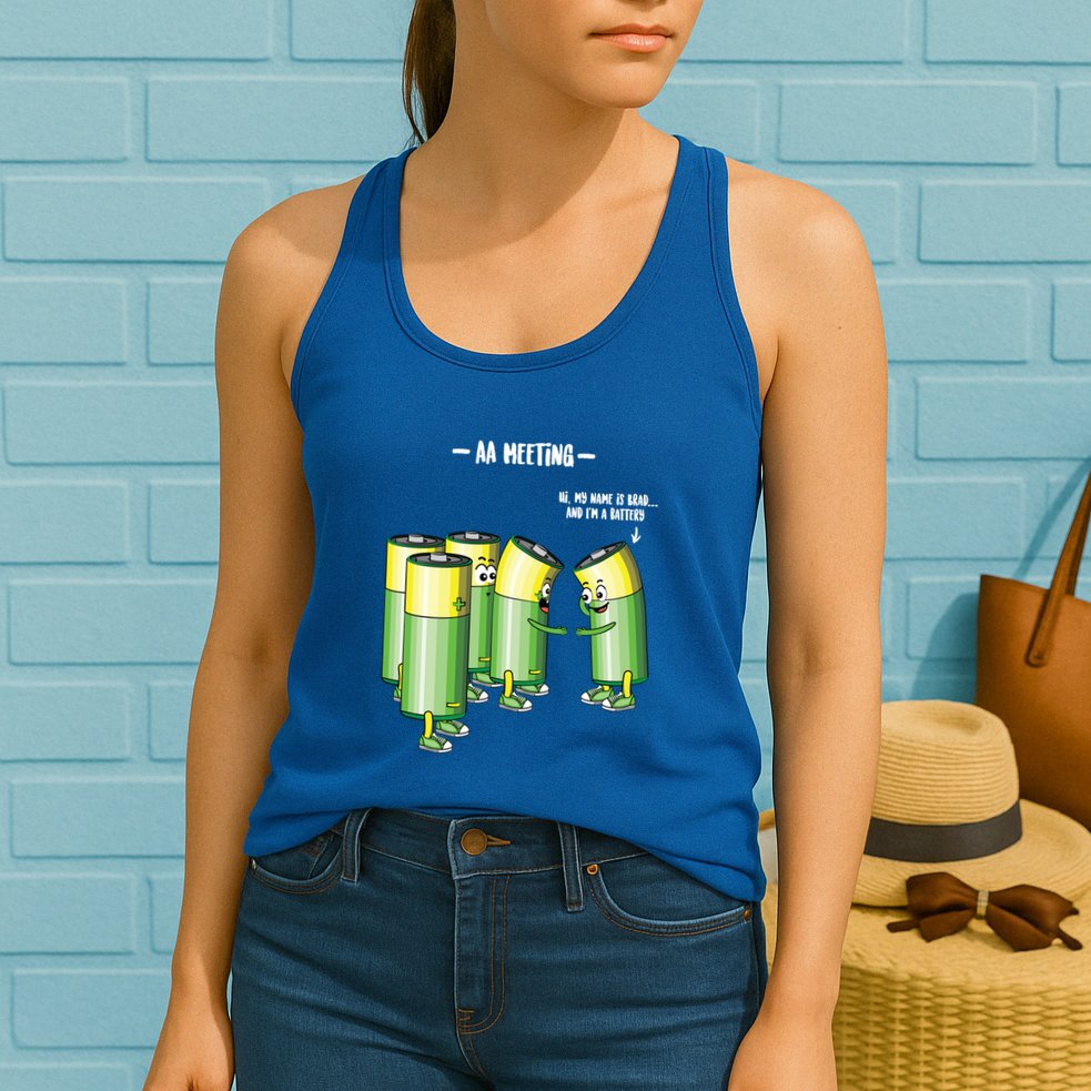 Aa Meeting Battery Alcohol Addict Beer Wine Funny Gift Womens Tank Top