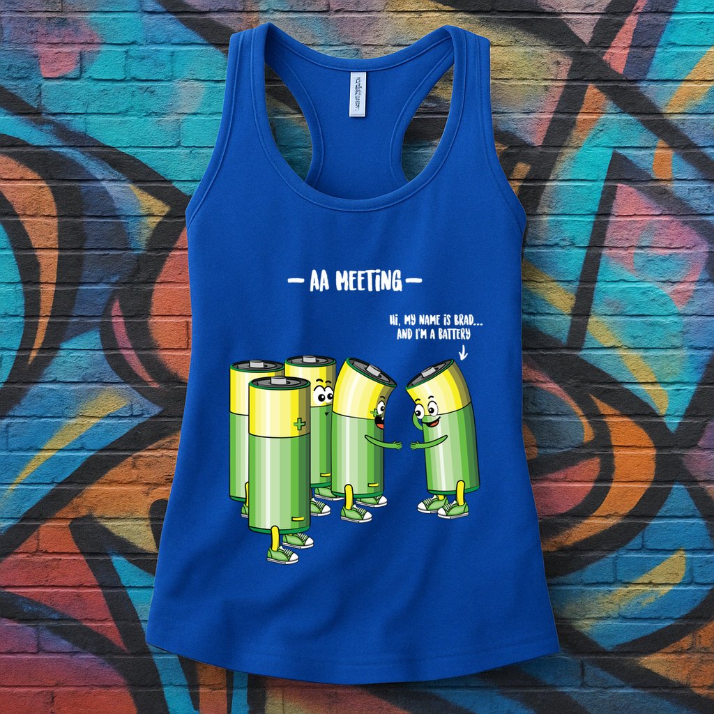 Aa Meeting Battery Alcohol Addict Beer Wine Funny Gift Womens Tank Top