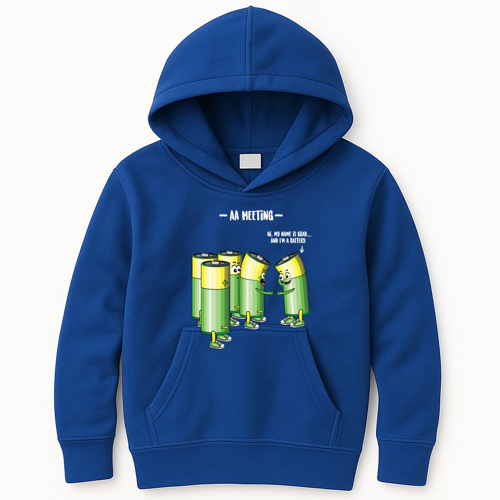 Aa Meeting Battery Alcohol Addict Beer Wine Funny Gift Kids Hoodie