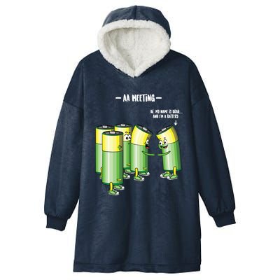 Aa Meeting Battery Alcohol Addict Beer Wine Funny Gift Hooded Wearable Blanket