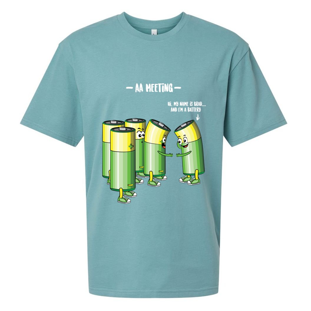 Aa Meeting Battery Alcohol Addict Beer Wine Funny Gift Sueded Cloud Jersey T-Shirt