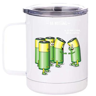 Aa Meeting Battery Alcohol Addict Beer Wine Funny Gift 12 oz Stainless Steel Tumbler Cup