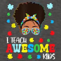 Autism Messy Bun Afro Black Teacher I Teach Awesome Vector Backpack