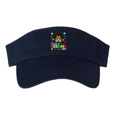 Autism Messy Bun Afro Black Teacher I Teach Awesome Visor
