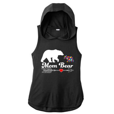 Autism Mom Bear Puzzle Autism Awareness Autistic Support Meaningful Gift Ladies PosiCharge Tri-Blend Wicking Draft Hoodie Tank