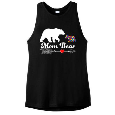 Autism Mom Bear Puzzle Autism Awareness Autistic Support Meaningful Gift Ladies PosiCharge Tri-Blend Wicking Tank