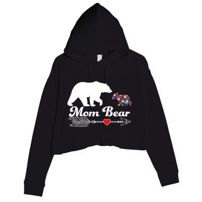 Autism Mom Bear Puzzle Autism Awareness Autistic Support Meaningful Gift Crop Fleece Hoodie